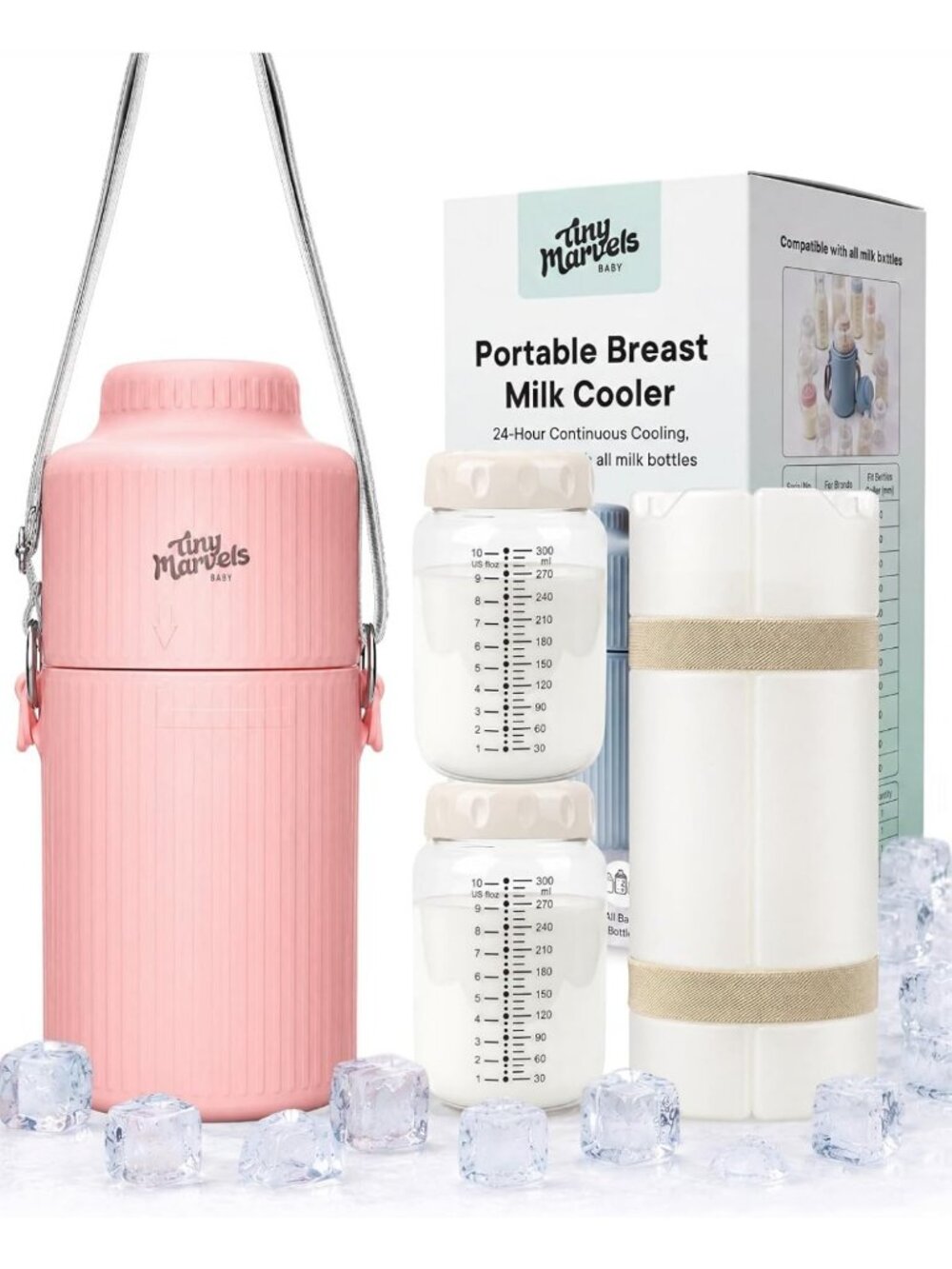 Large Capacity Portable Breast Milk Cooler 22oz with 2 Bottles for Travel